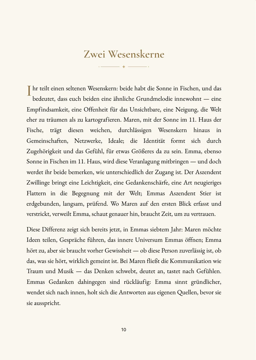 Eltern-Kind-Horoskop – Kapitelseite mit echtem Text