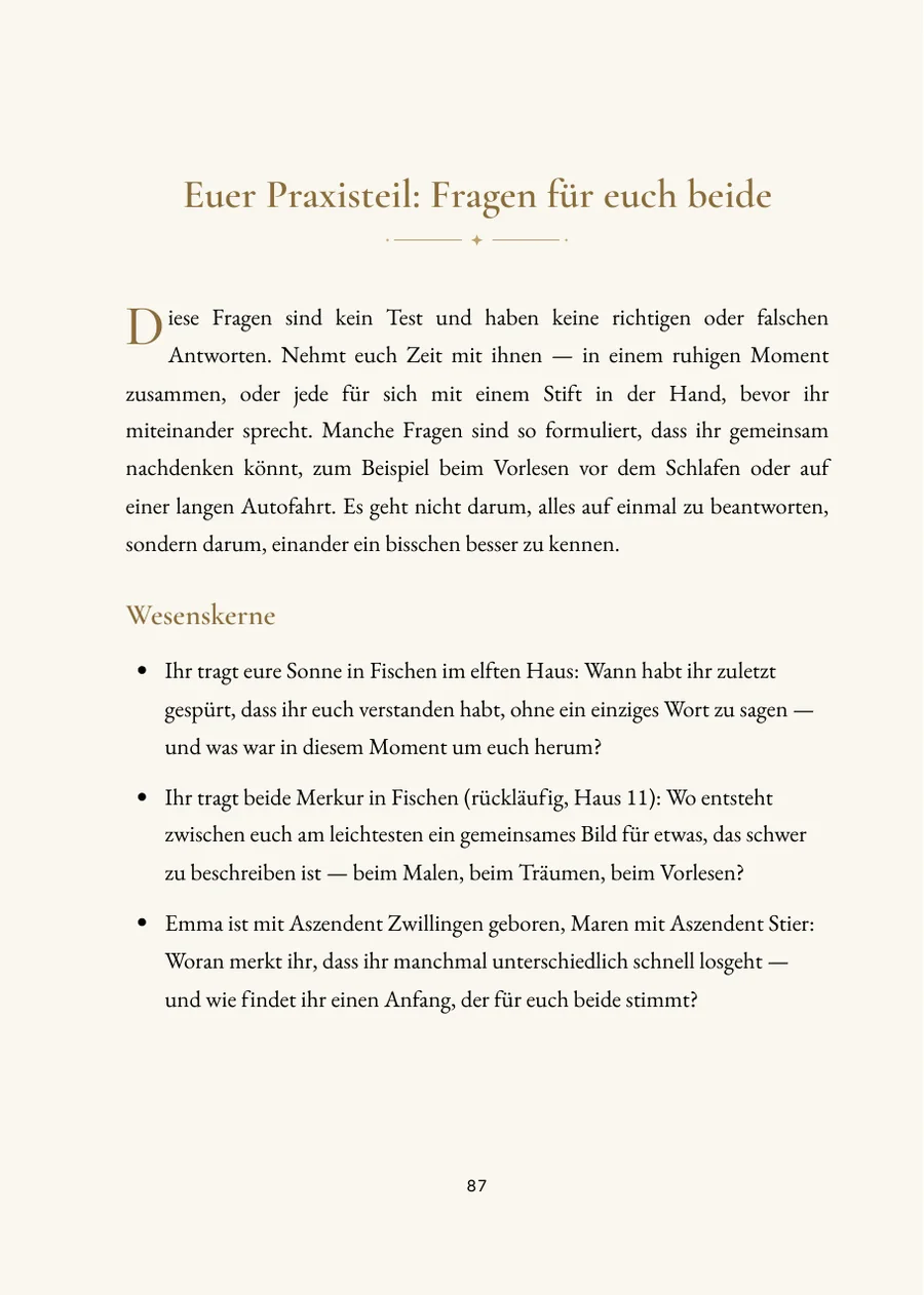 Eltern-Kind-Horoskop – Praxisteil mit Fragen