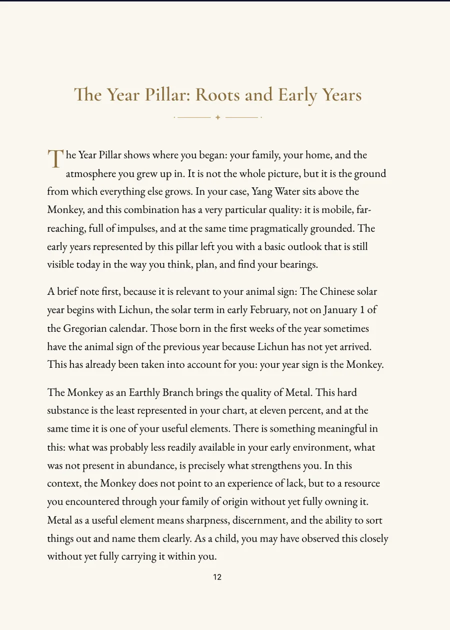 Chinese Horoscope Book: chapter page with real text