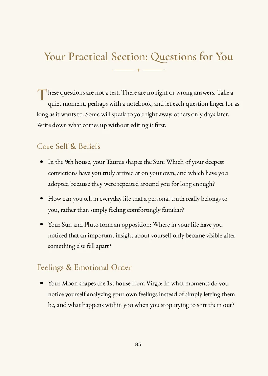 Birth Chart Book, practice section with questions