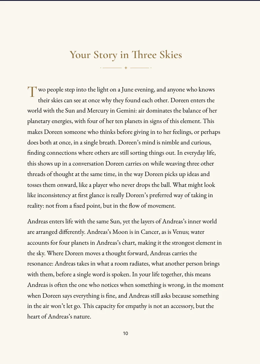 Wedding Horoscope Book, chapter page with real text
