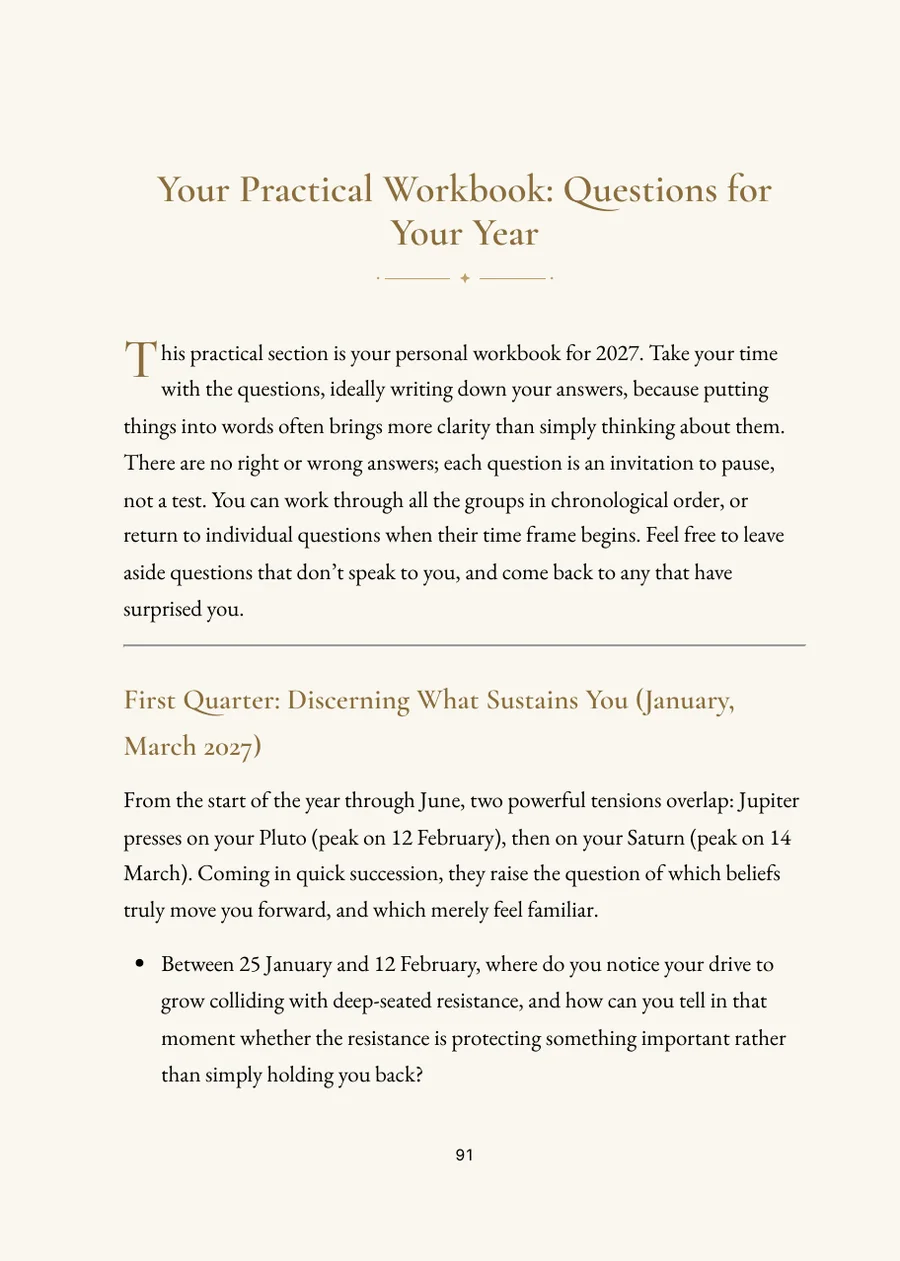 Yearly Horoscope 2027: practical section with questions