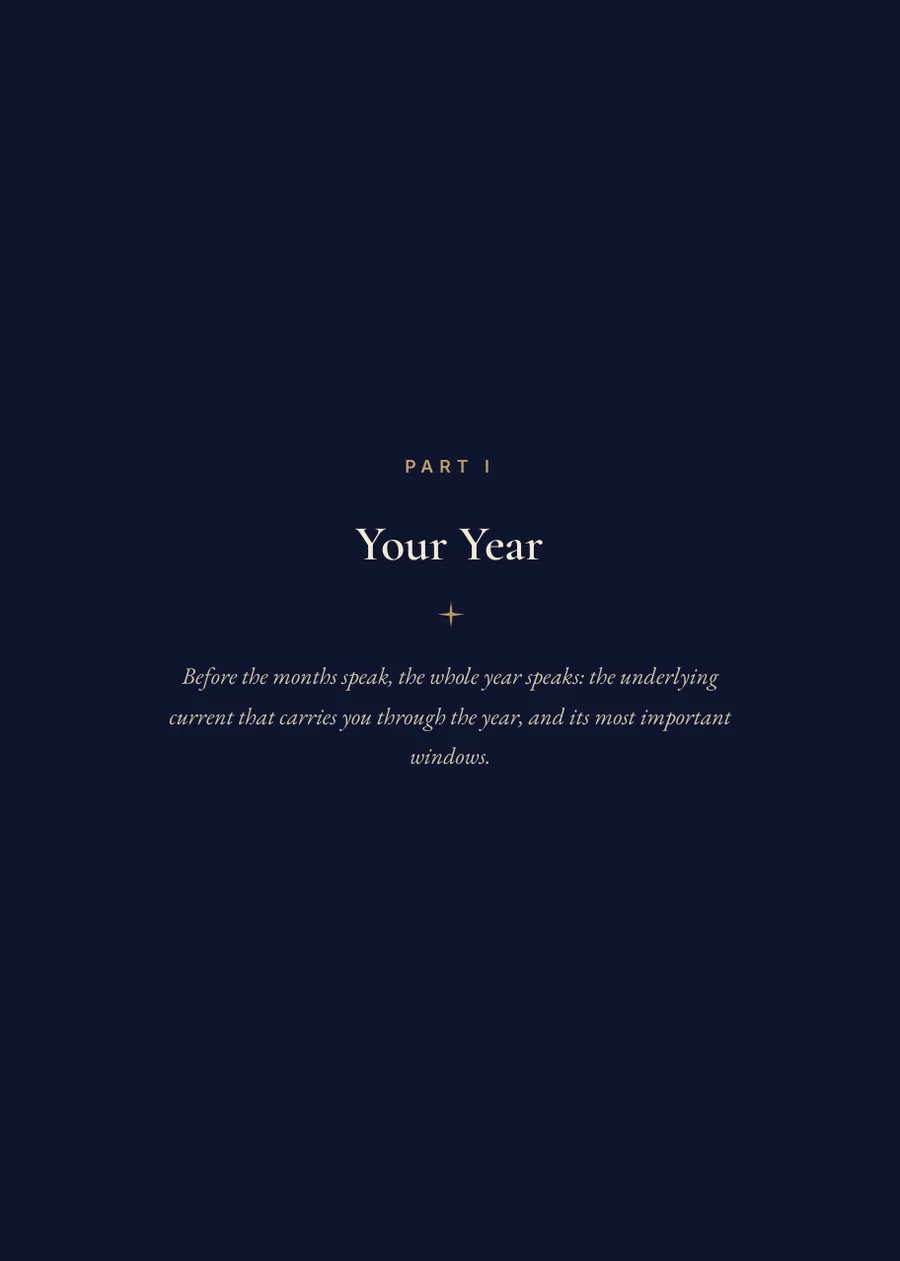 Yearly Horoscope 2027: divider page for Part I