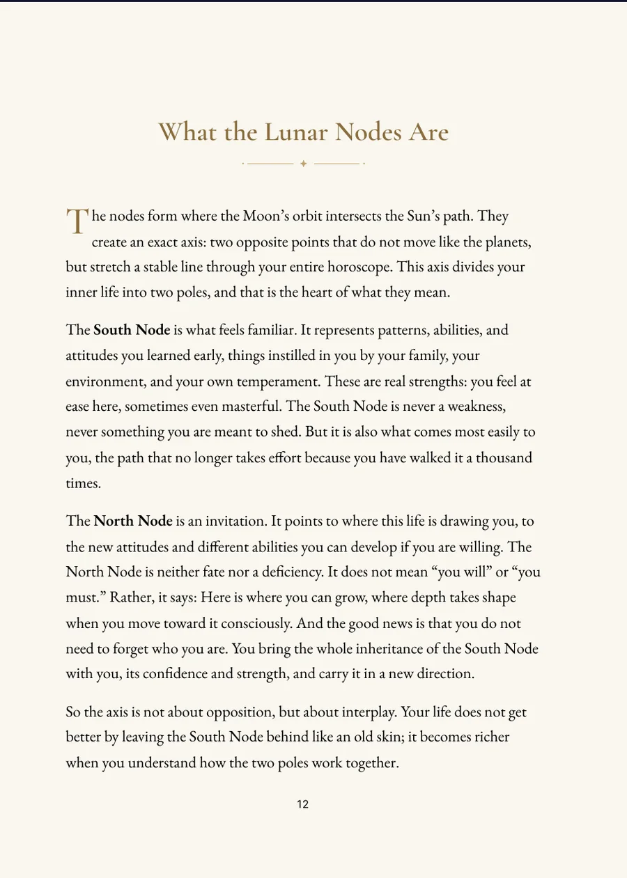 Lunar Nodes Book, chapter page with real text