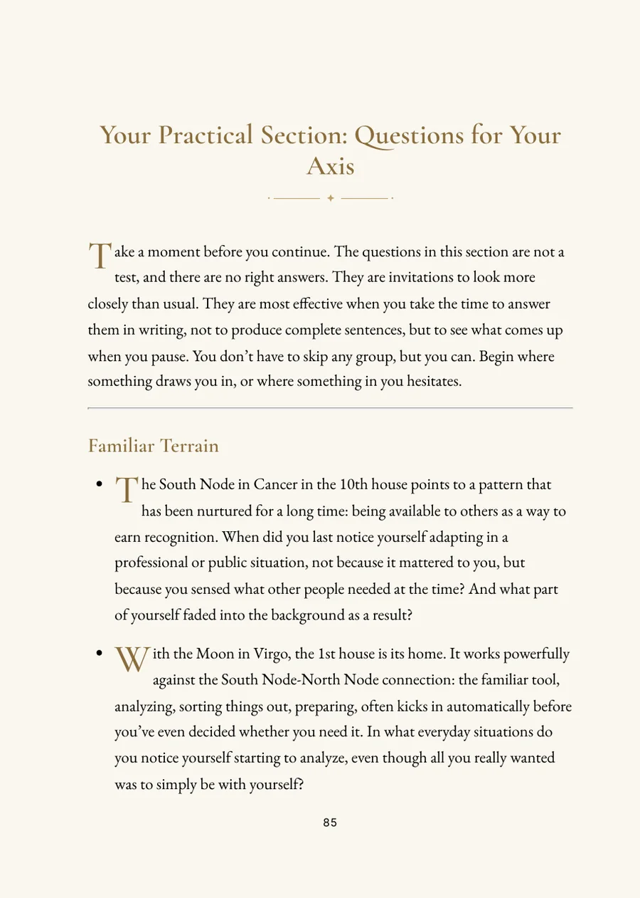 Lunar Nodes Book, reflection section with questions