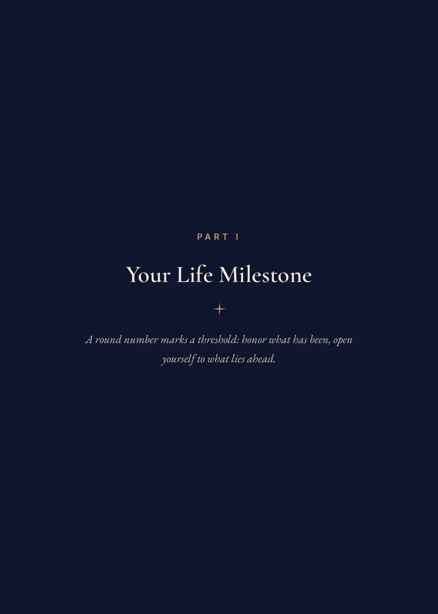 Milestone Birthday Book, divider page for Part I