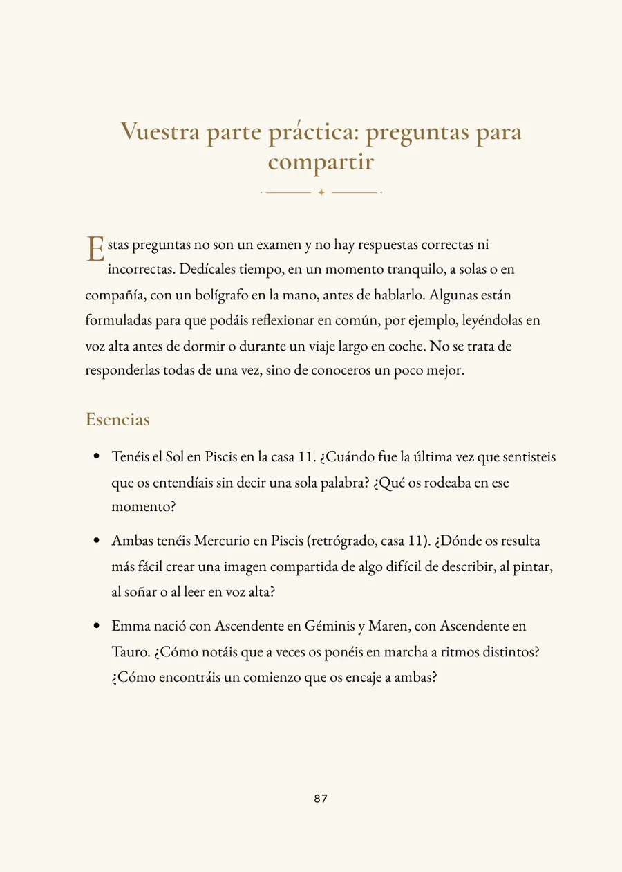Libro de Horóscopo de Padres e Hijos: parte práctica con preguntas