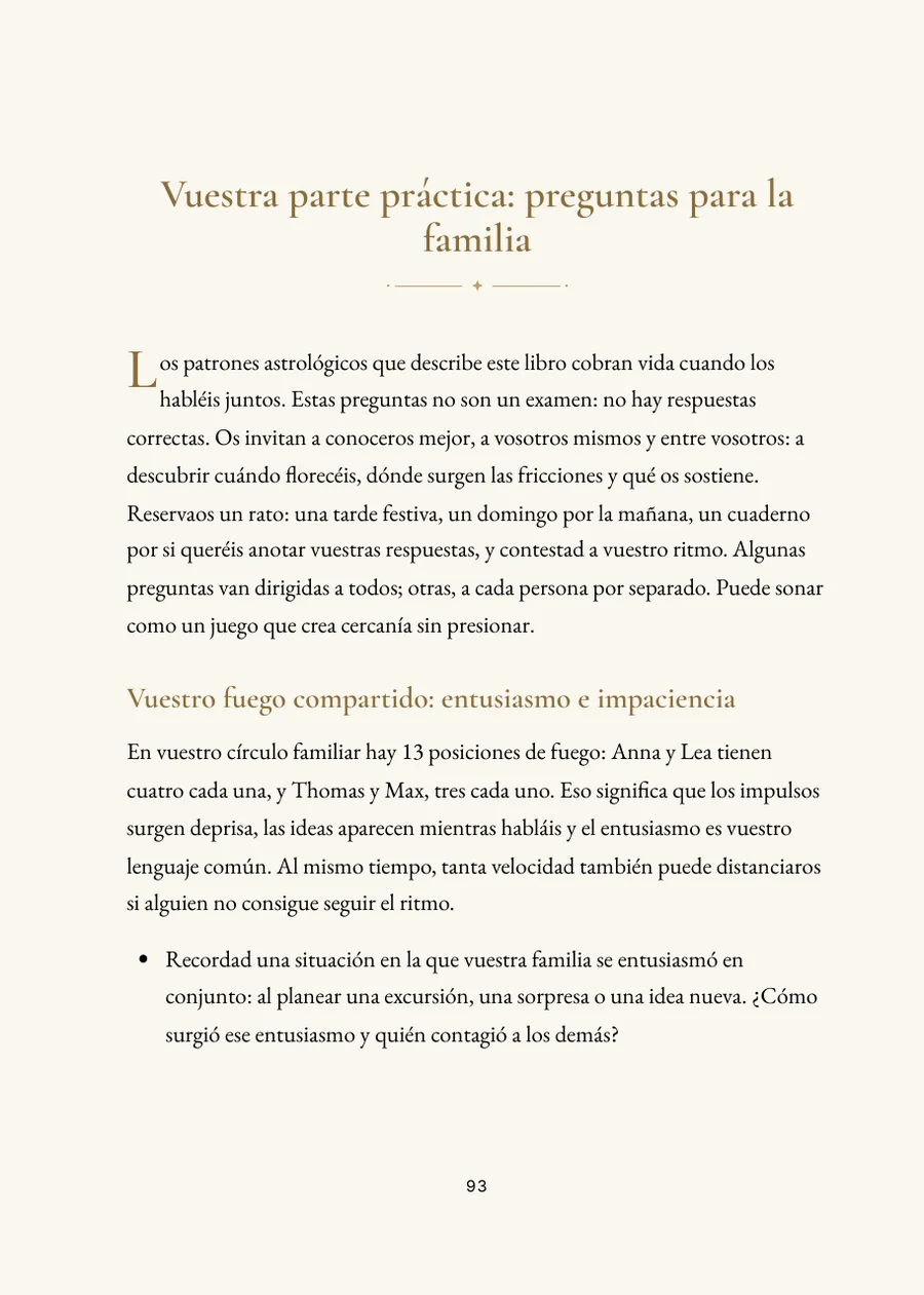 Libro de Horóscopo Familiar: sección práctica con preguntas