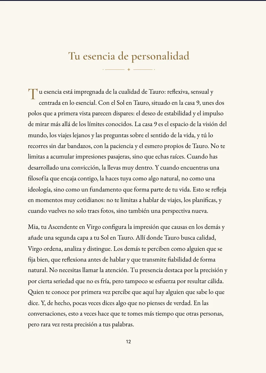 Libro de Carta Natal, página de capítulo con texto real