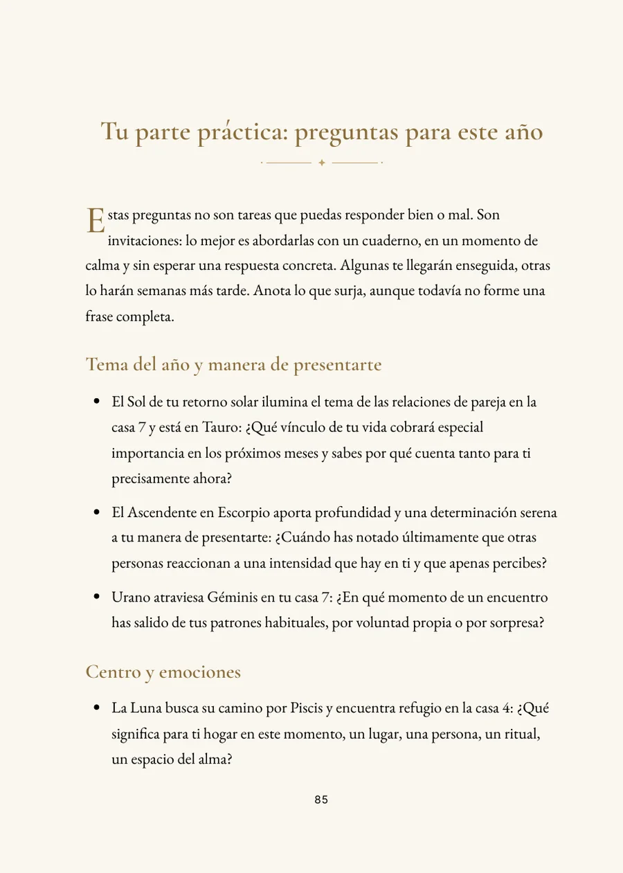 Libro de Revolución Solar: parte práctica con preguntas