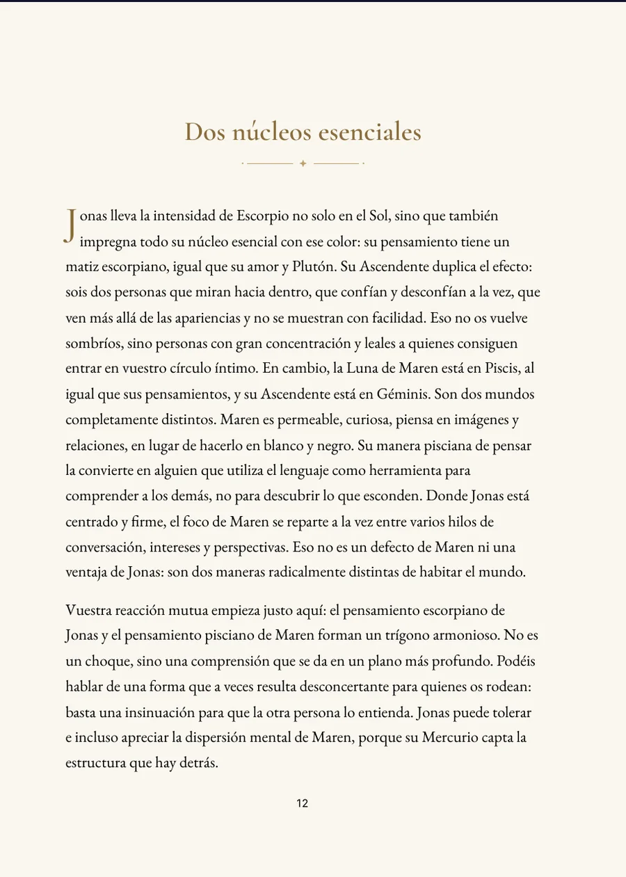 Libro de Horóscopo de Hermanos - Página de capítulo con texto real