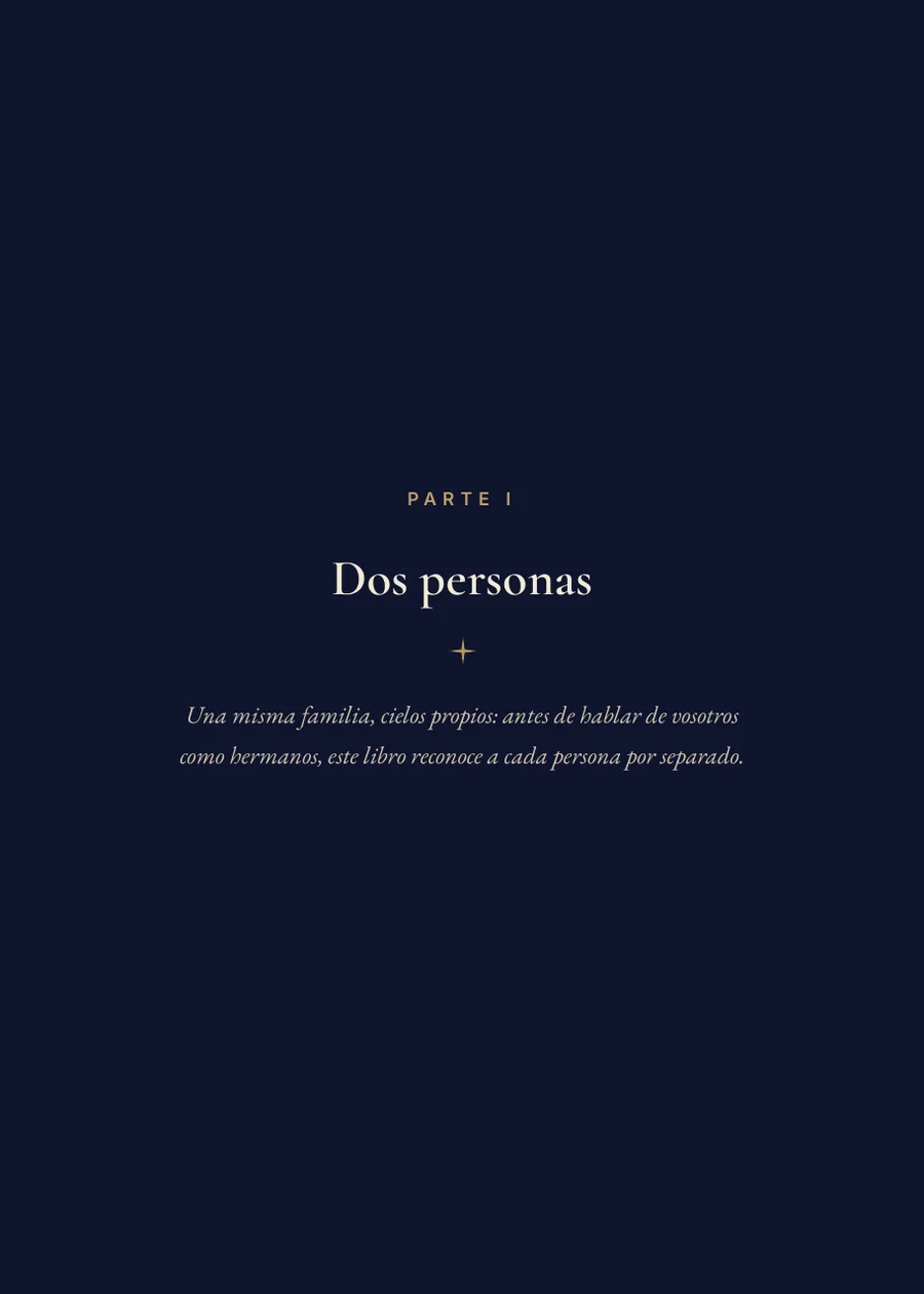 Libro de Horóscopo de Hermanos, página de separación, parte I