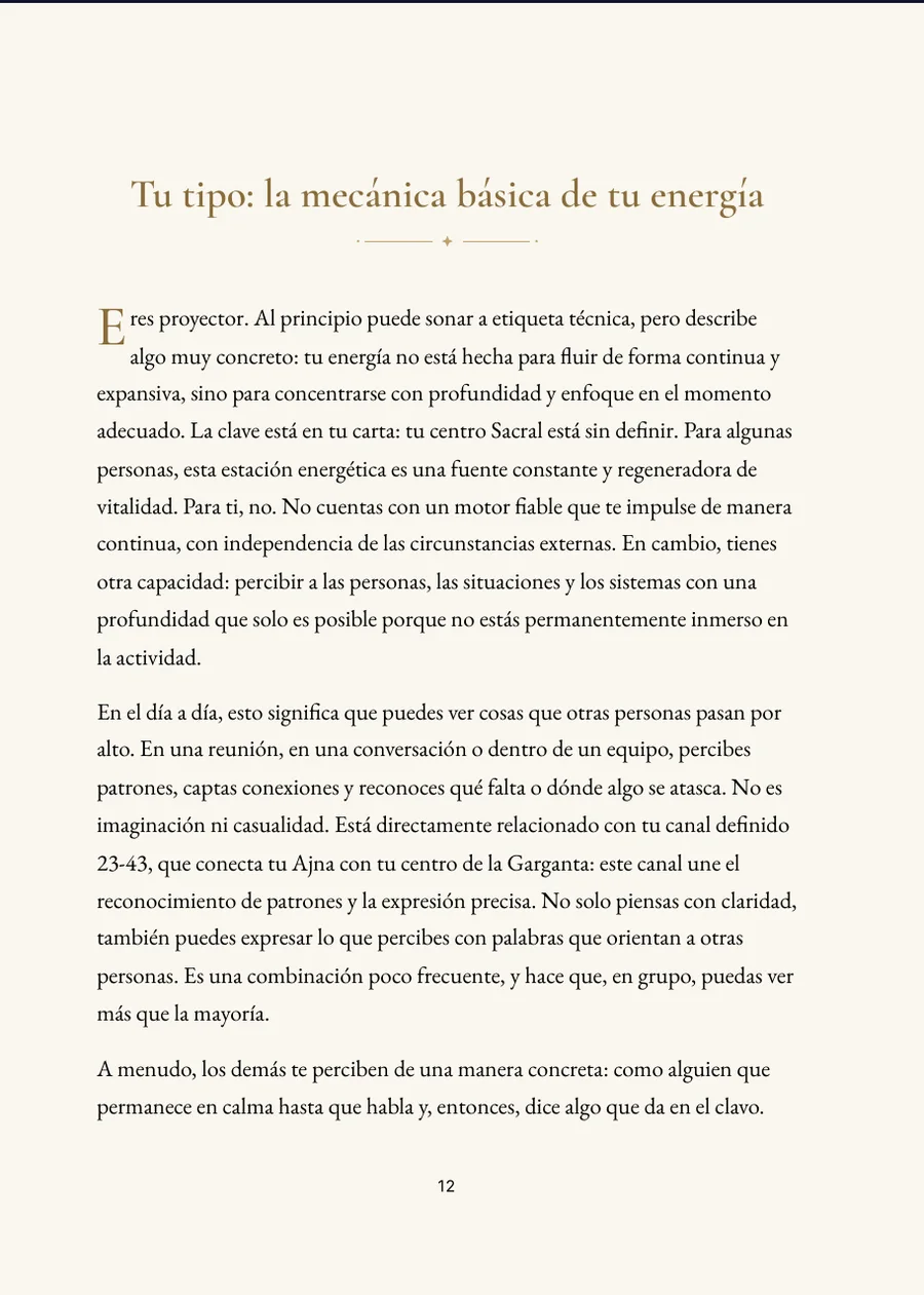 Human Design: página de capítulo con texto real