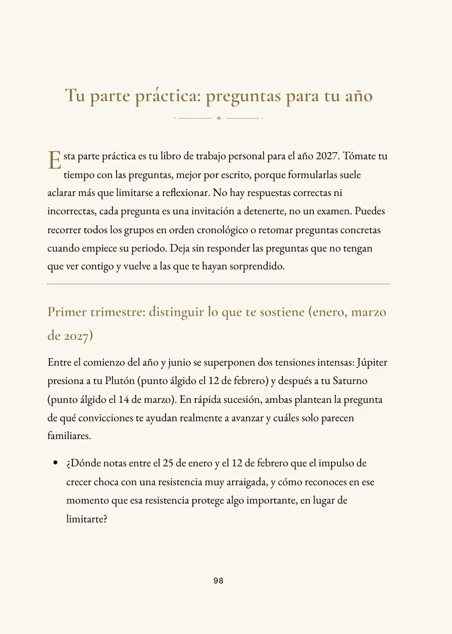 Horóscopo Anual: sección práctica con preguntas