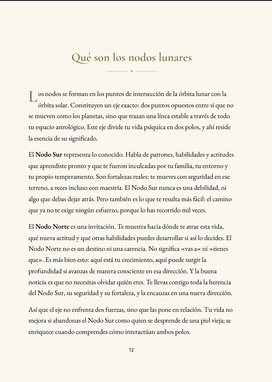 Libro de los Nodos Lunares: página de capítulo con texto real