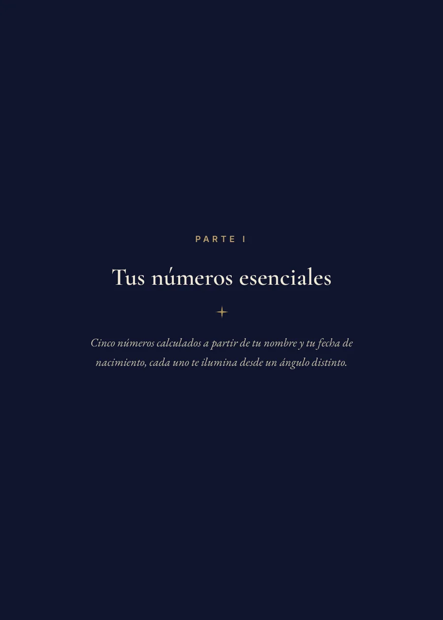 Libro de numerología, página divisoria parte I