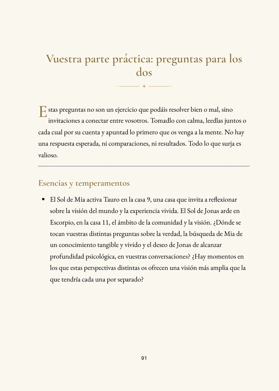 Libro de Horóscopo de Pareja: parte práctica con preguntas