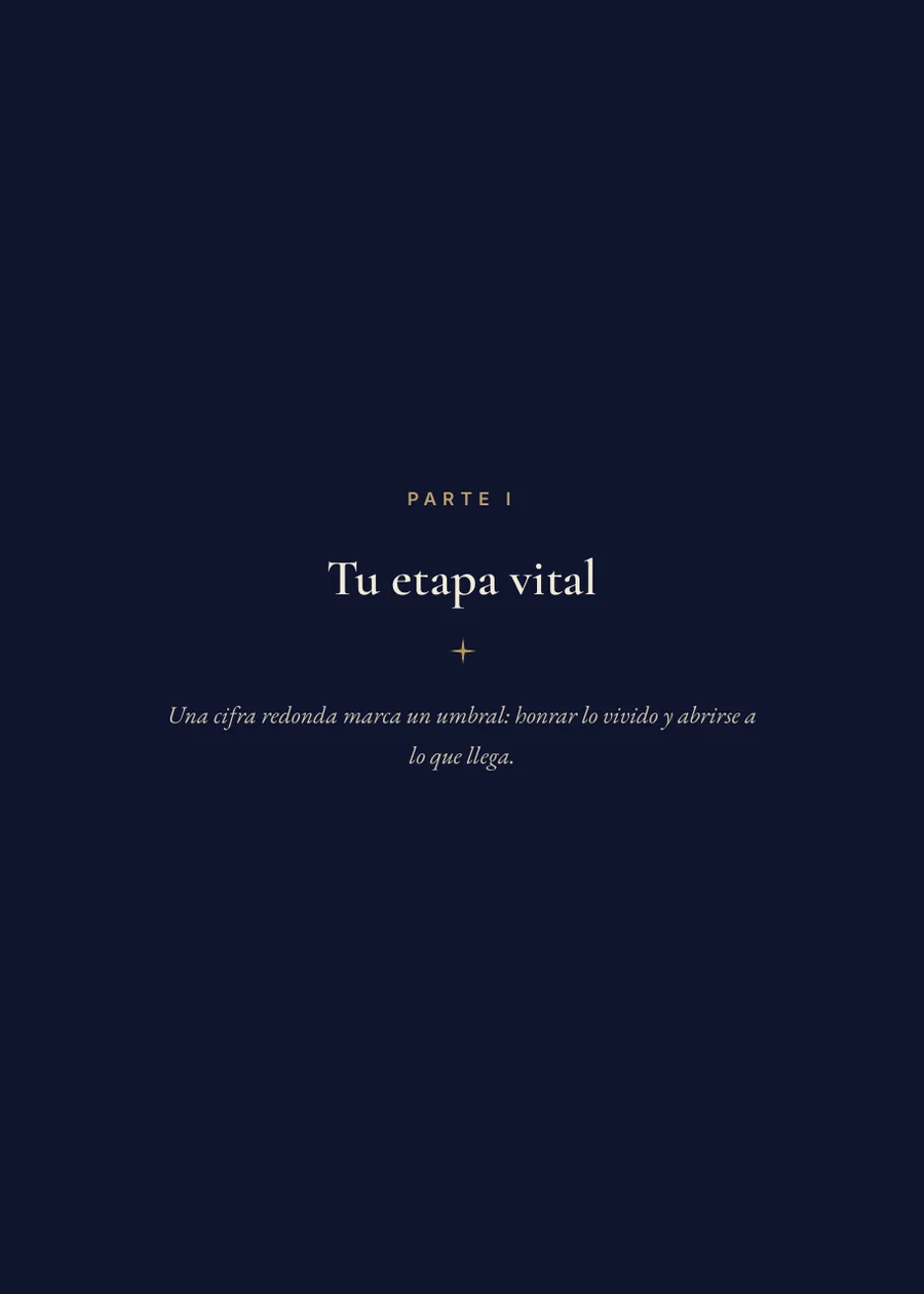 Libro para un Cumpleaños Redondo: página de separación, parte I