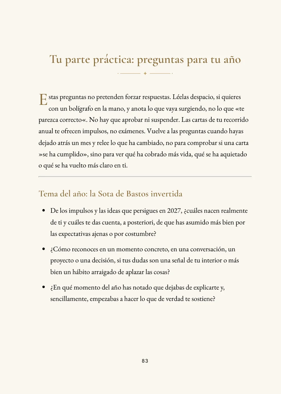 Libro del año de tarot: parte práctica con preguntas