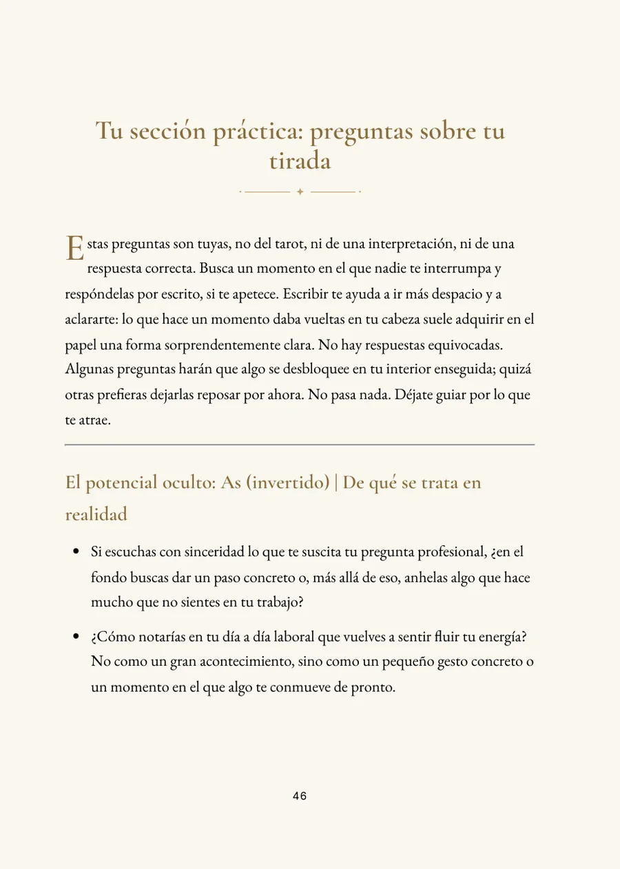 Libro de la tirada de tarot: parte práctica con preguntas