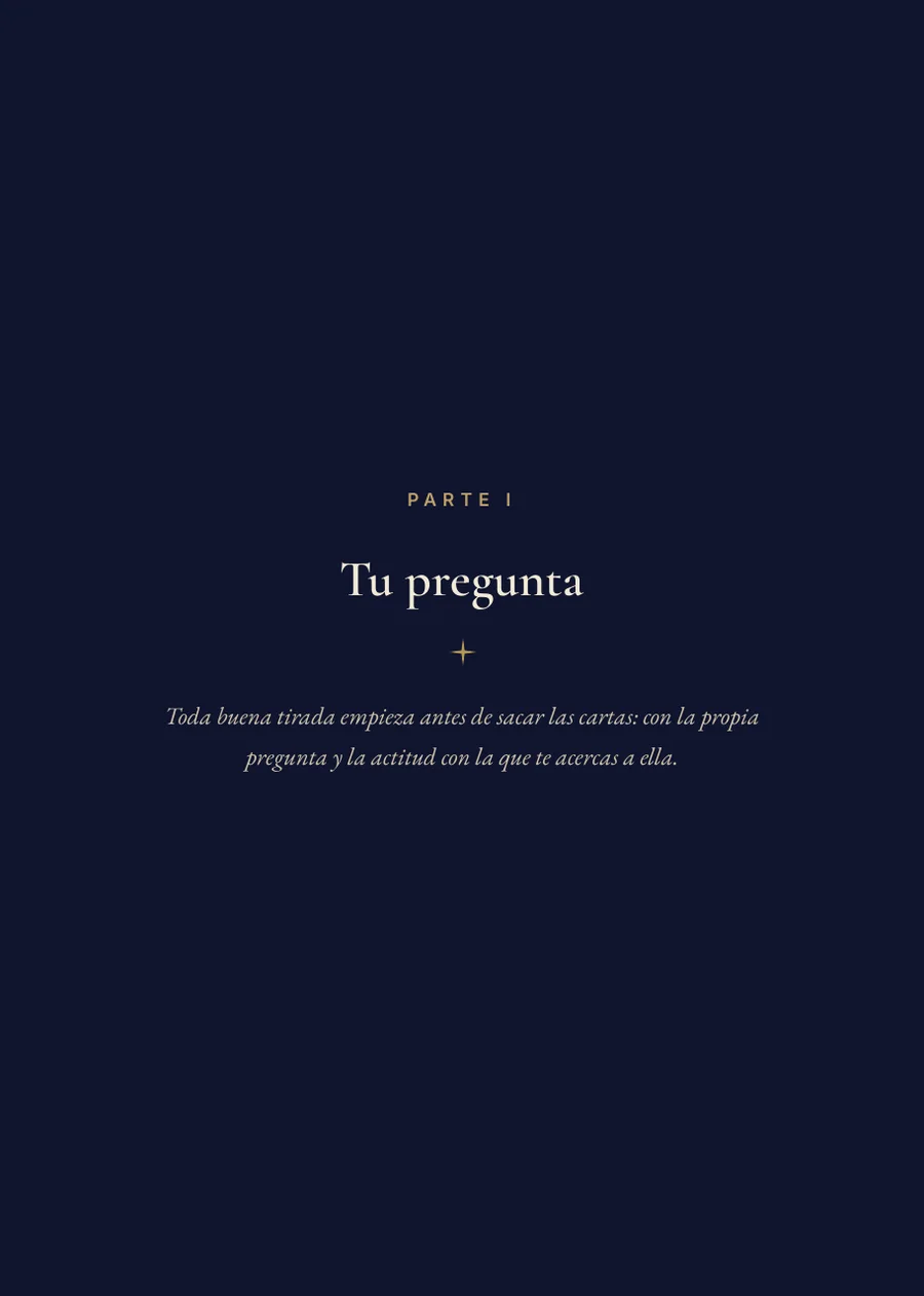 Libro de la tirada de tarot: página separadora, parte I