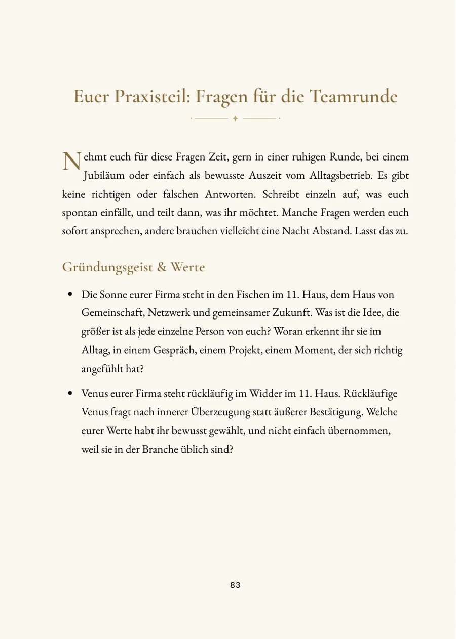 Firmenhoroskop – Praxisteil mit Fragen
