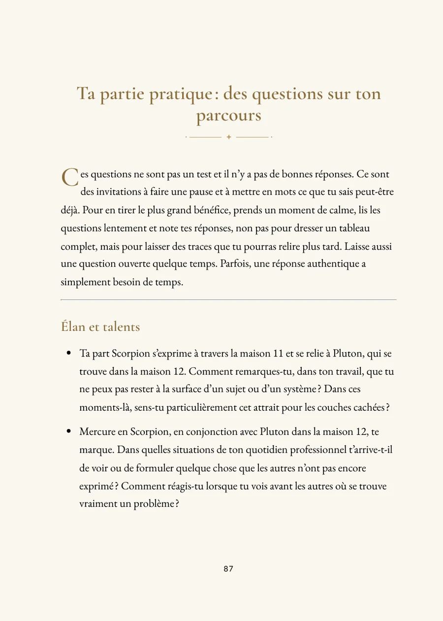 Livre de l’horoscope professionnel : Métier et talents, partie pratique avec questions