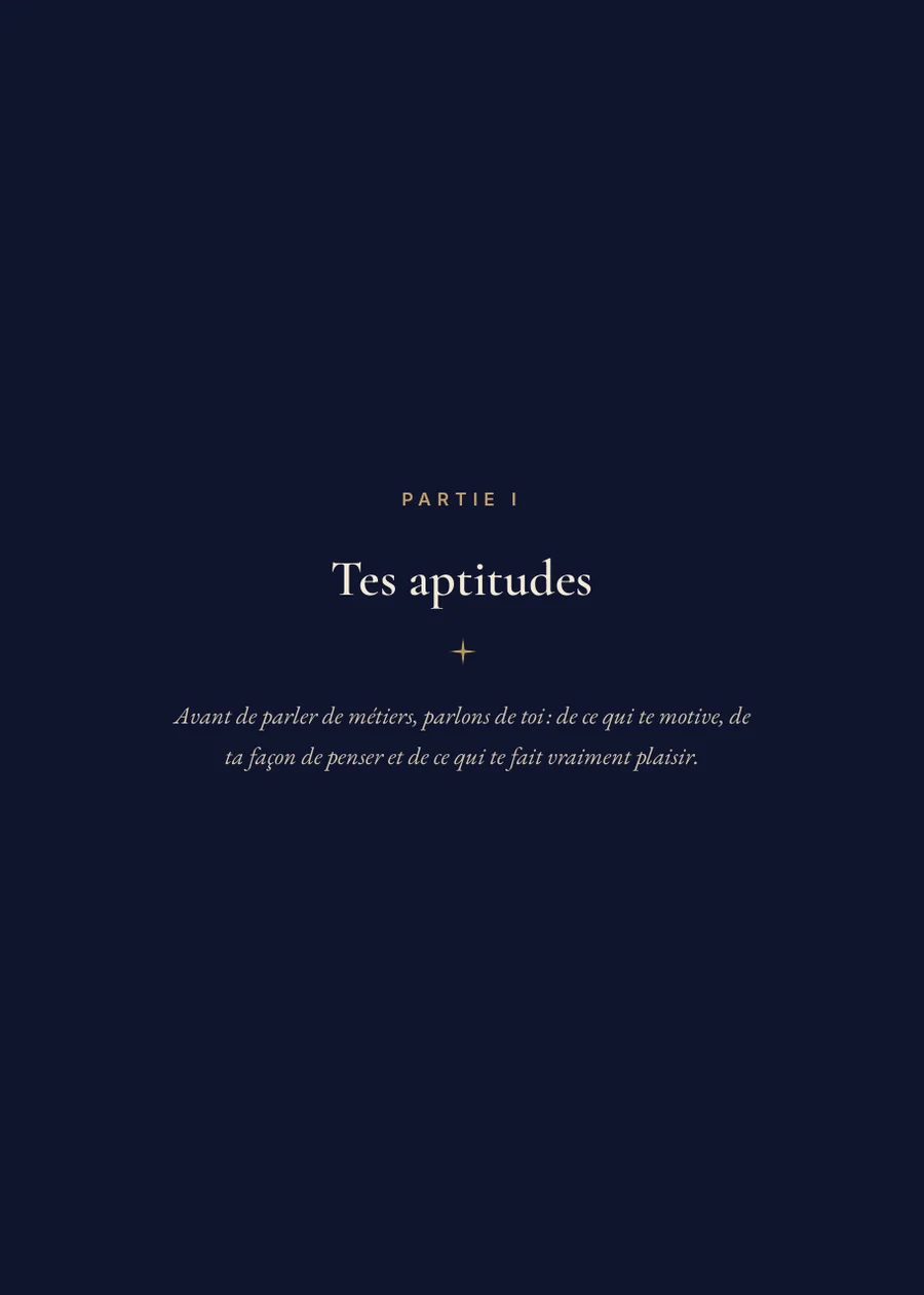 Livre de l’horoscope professionnel : Métier et talents, page de séparation, partie I
