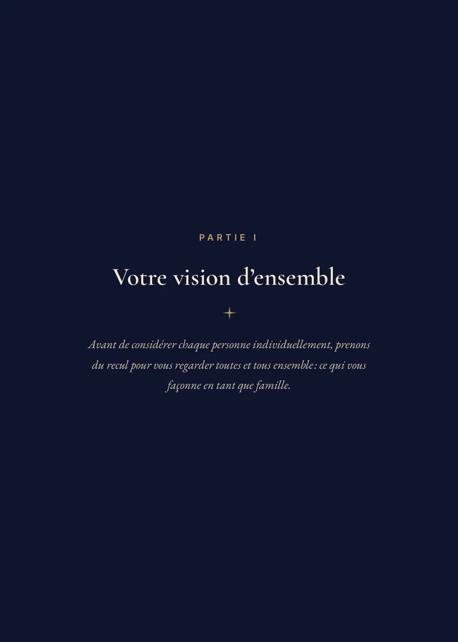 Livre de l’horoscope familial : page de séparation de la partie I