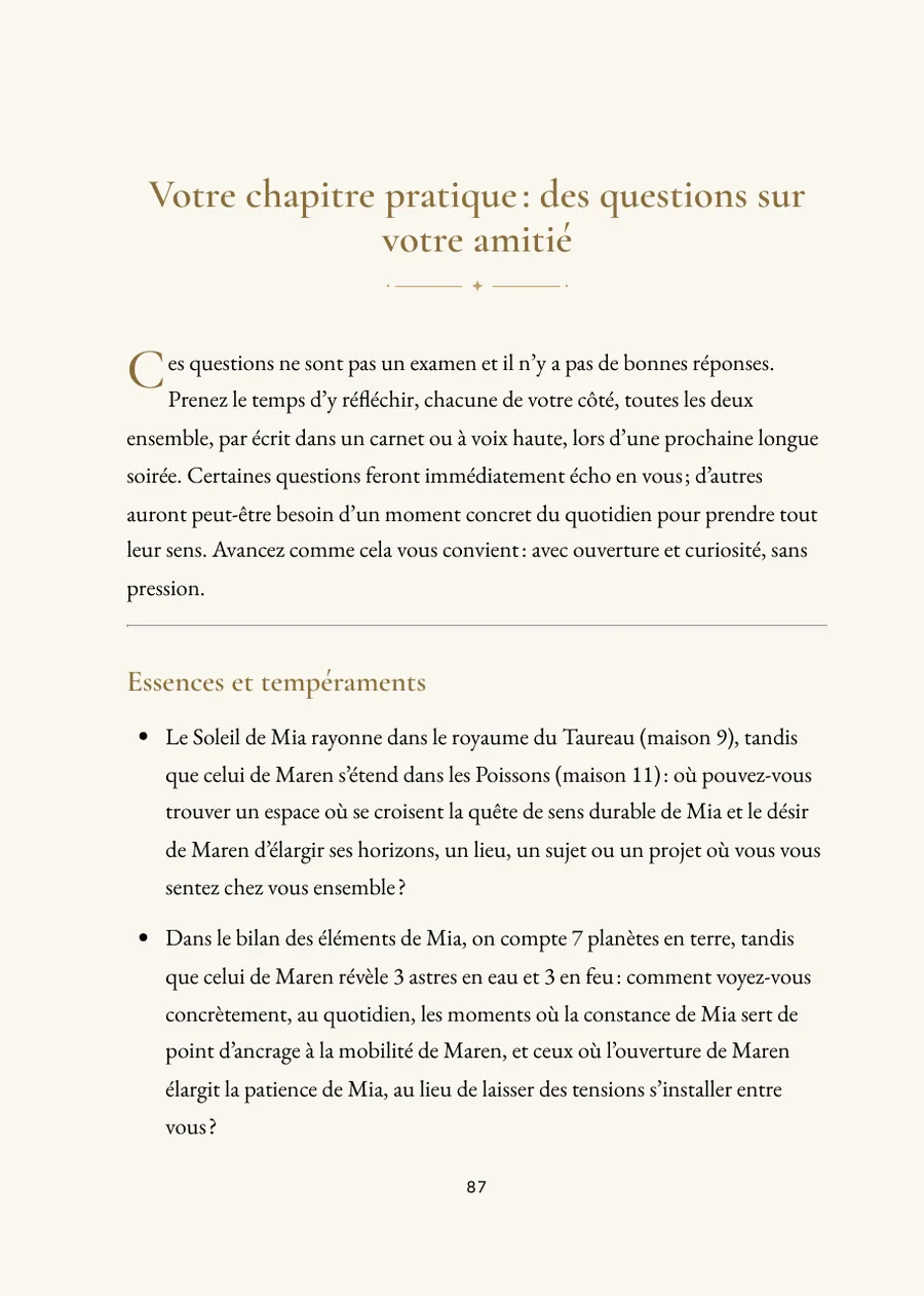 Livre de l’horoscope de l’amitié : partie pratique avec questions