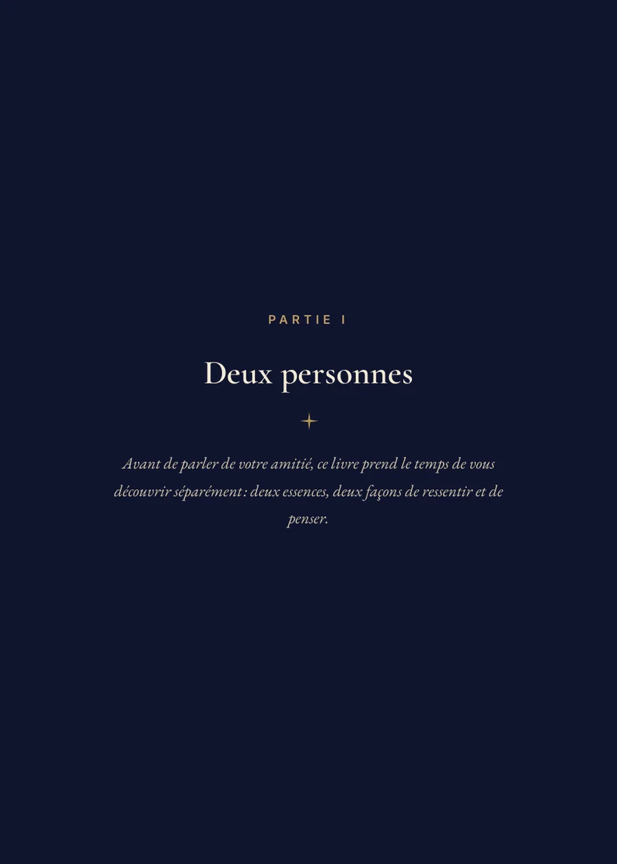 Livre de l’horoscope de l’amitié : page de séparation, partie I