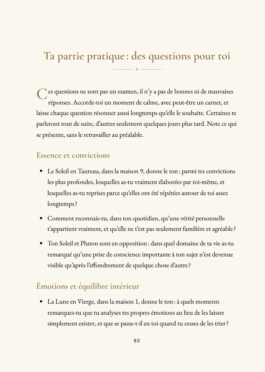 Livre du thème astral : partie pratique avec questions