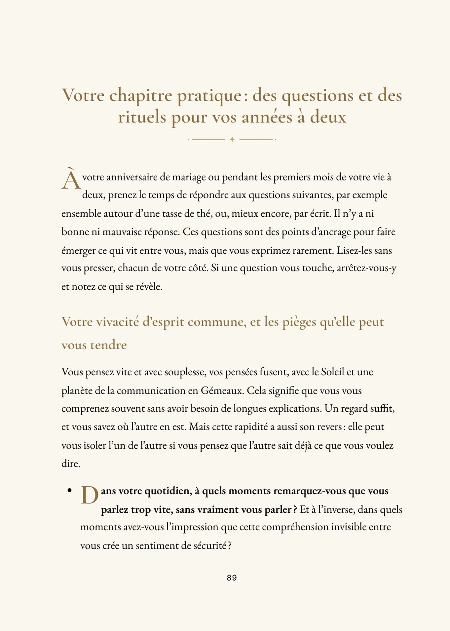 Livre de l’horoscope de mariage : partie pratique avec questions