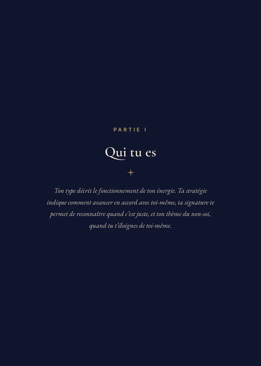 Livre Human Design : page de séparation partie I