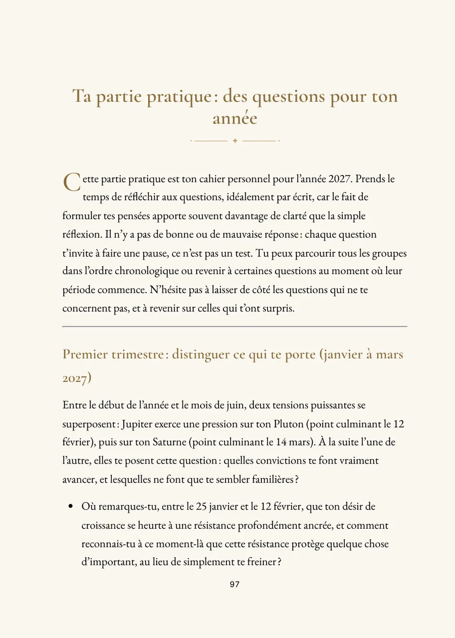 Horoscope annuel 2027 : partie pratique avec questions de réflexion