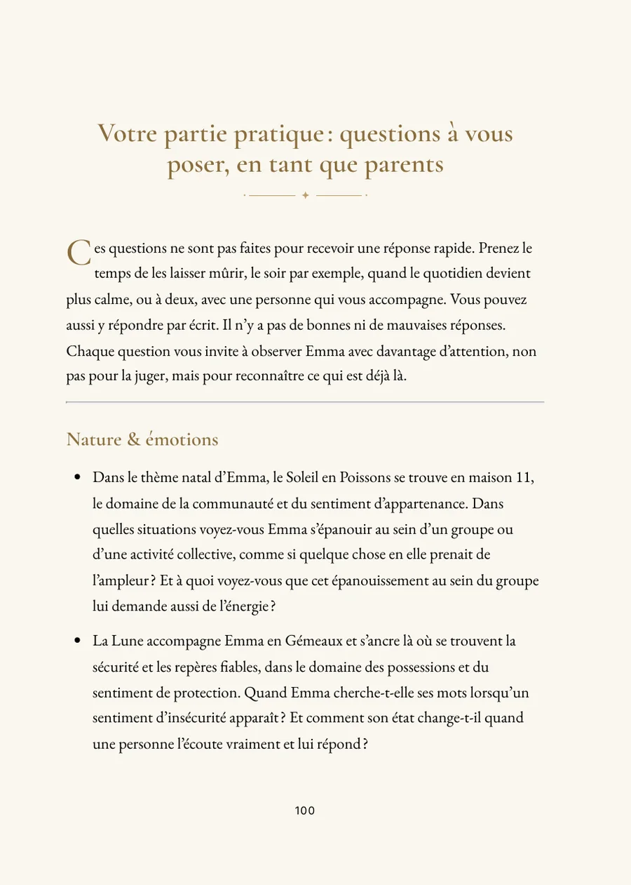 Livre du thème astral de l’enfant : partie pratique avec questions