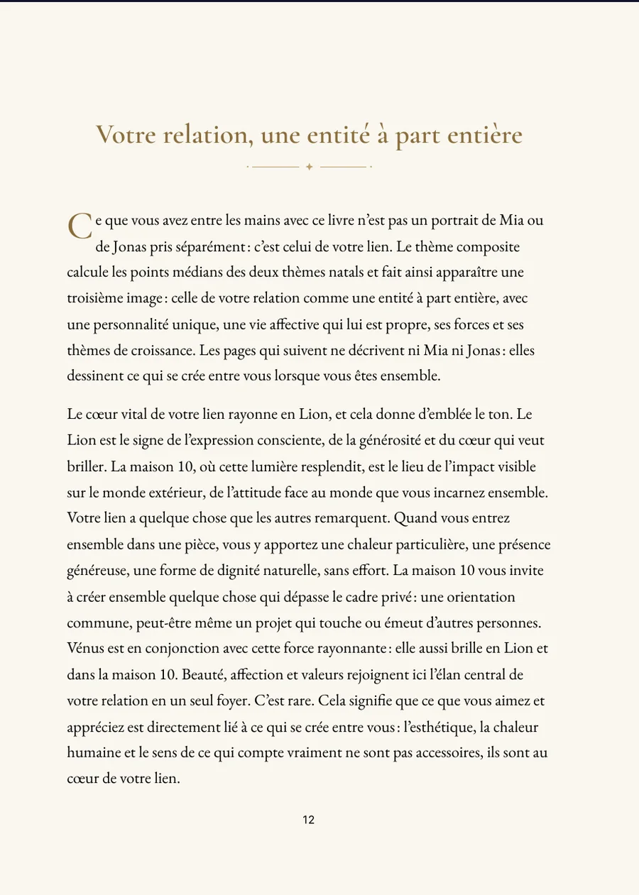 Livre du thème composite : page de chapitre avec texte réel