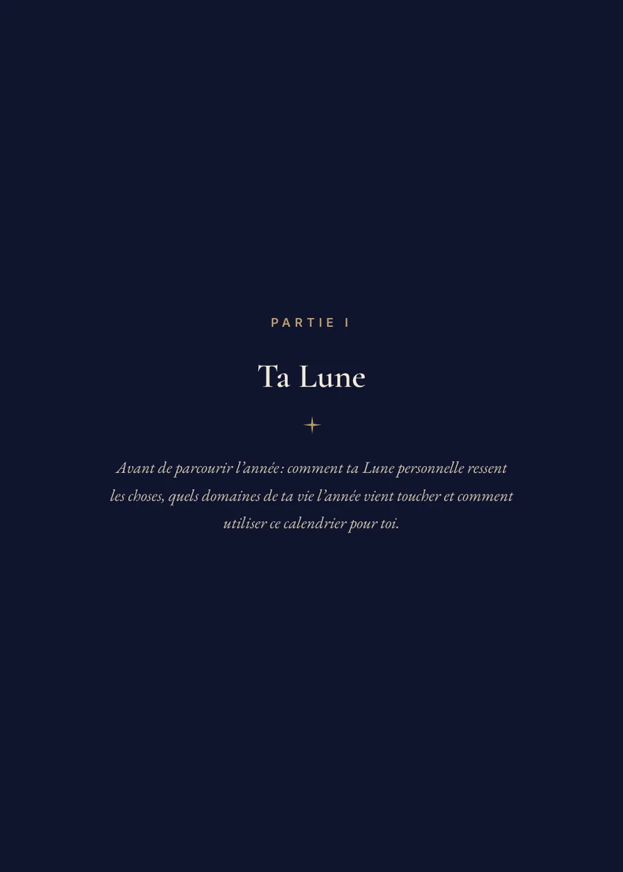 Calendrier lunaire personnel 2027 : page de séparation, partie I