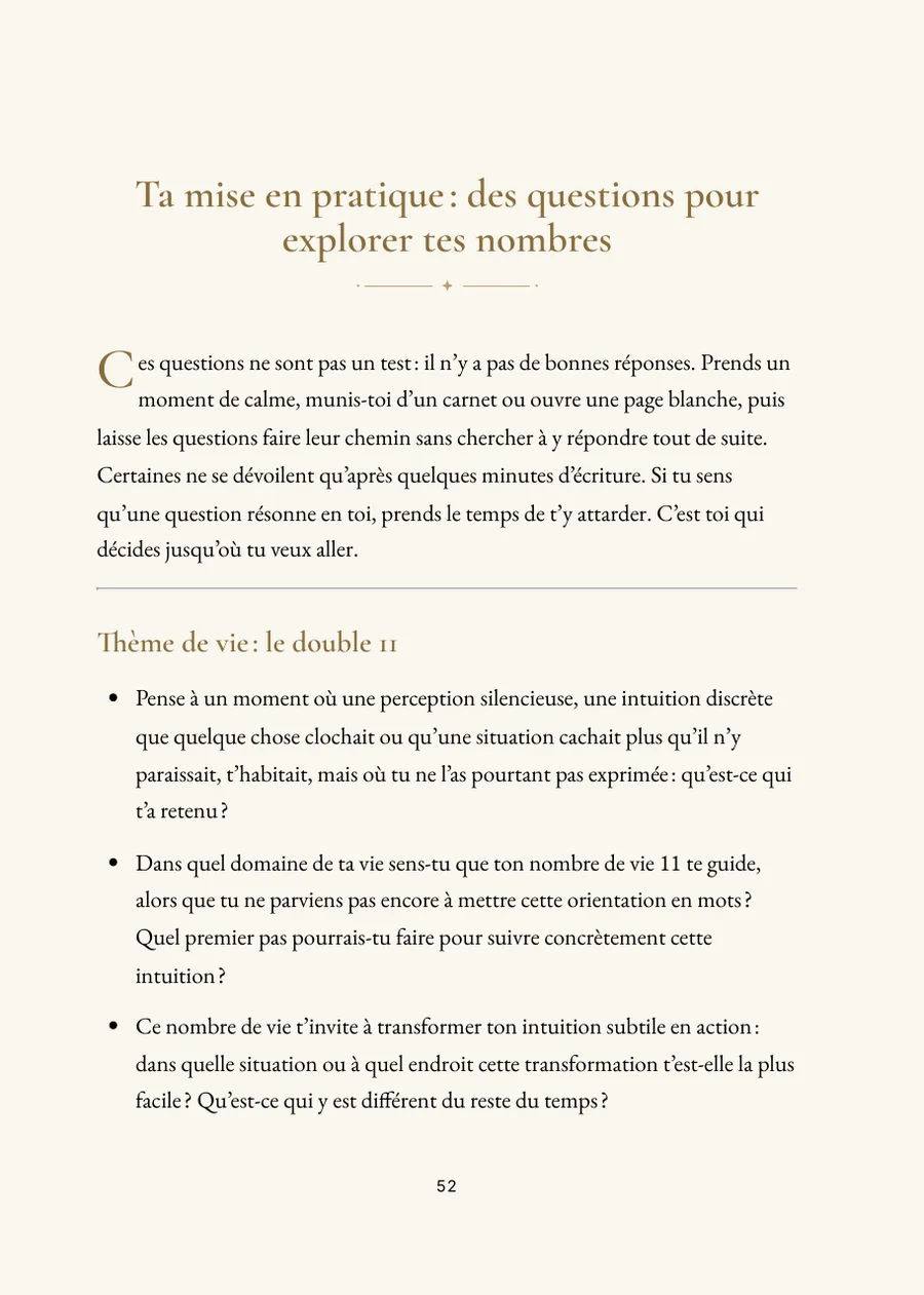 Livre de numérologie : partie pratique avec questions