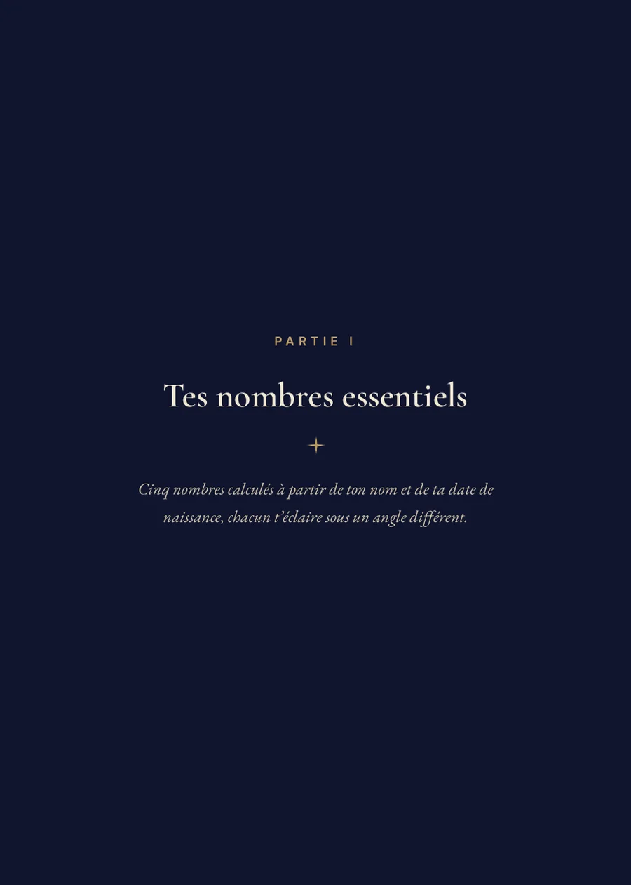 Livre de numérologie : page de séparation partie I