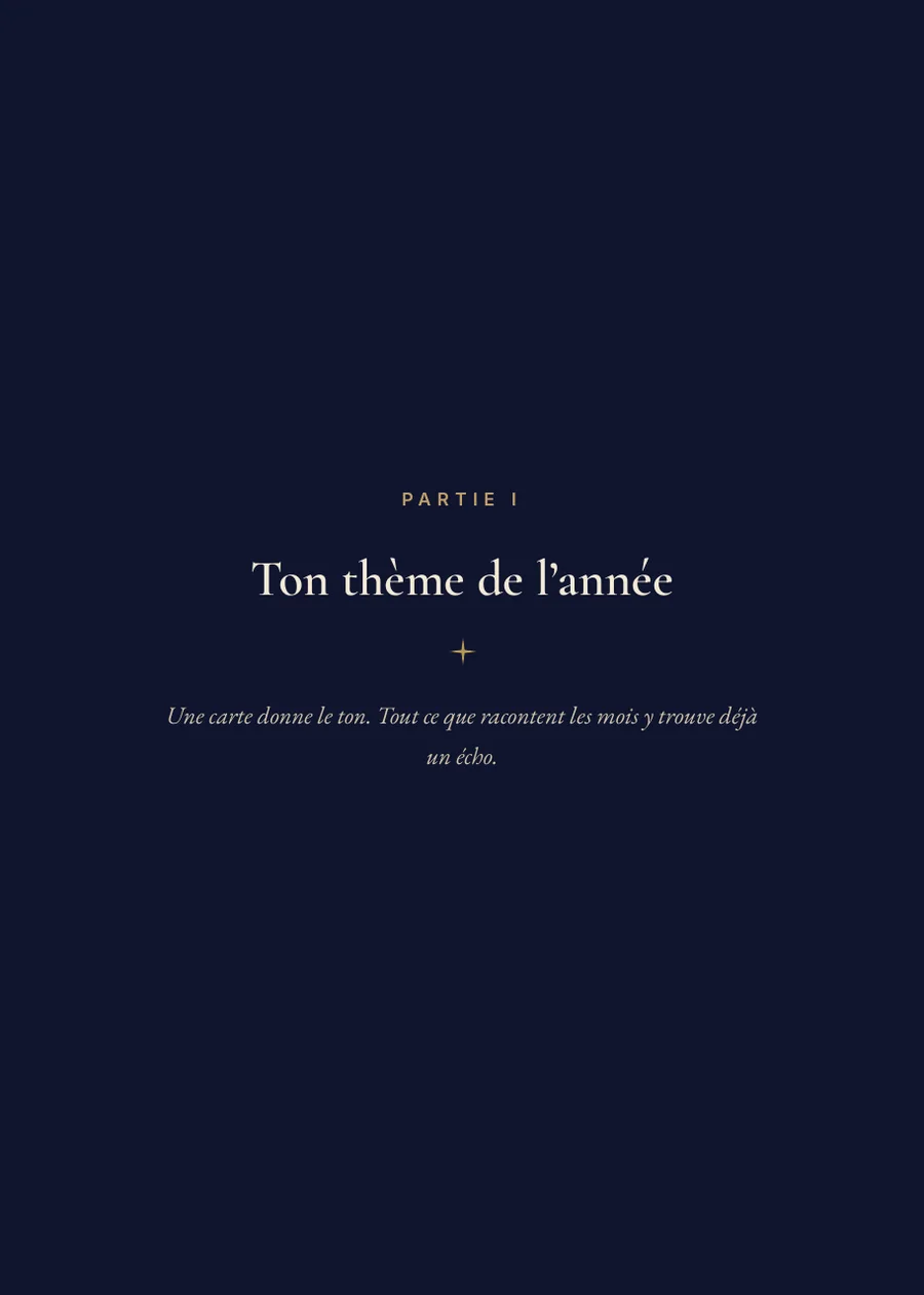 Livre de l’année de tarot : page de séparation partie I