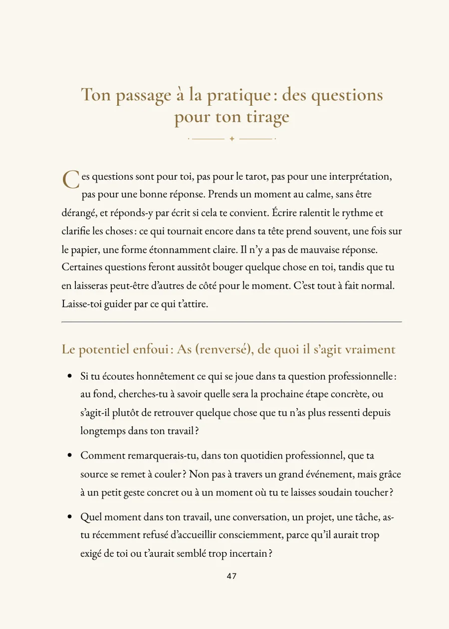 Livre du tirage de tarot : la partie pratique avec ses questions