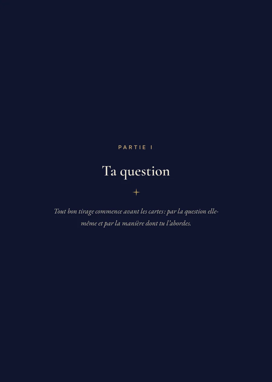 Livre du tirage de tarot : page de séparation, partie I
