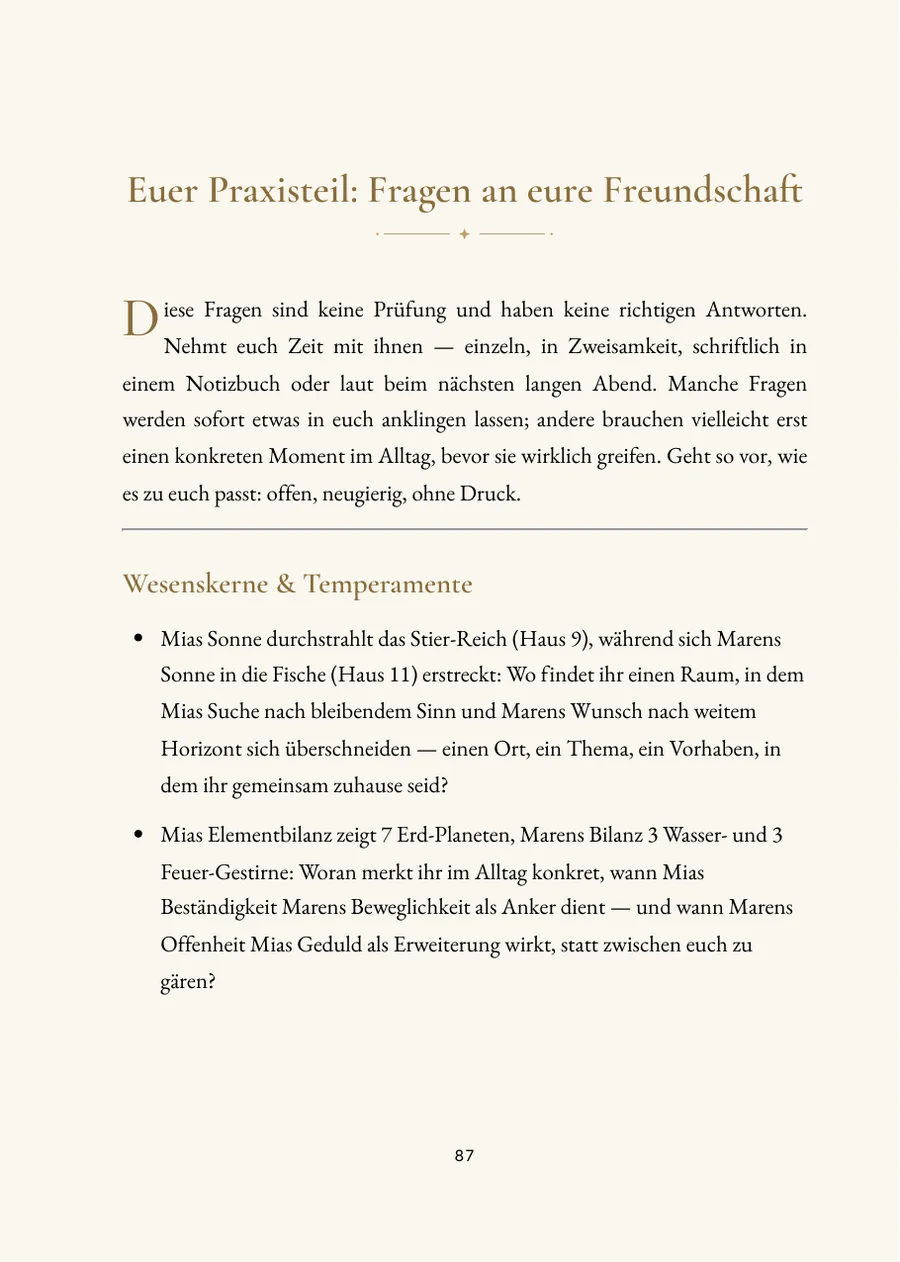 Freundschaftshoroskop – Praxisteil mit Fragen