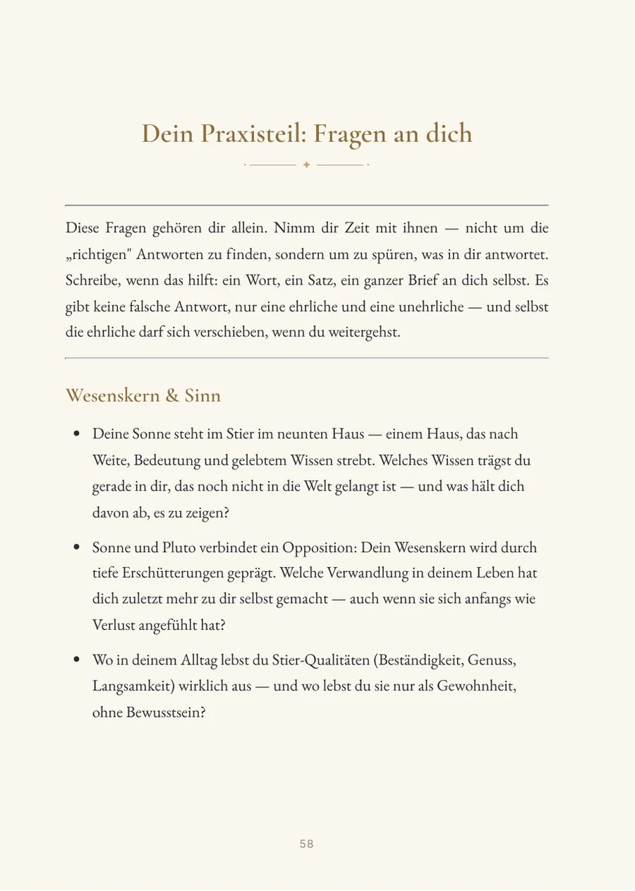 Persönliches Geburtshoroskop – Praxisteil mit Fragen