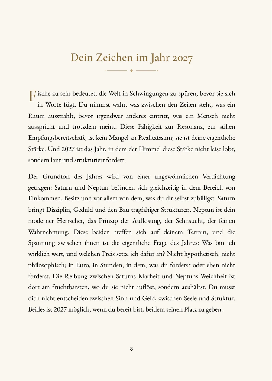 Jahreshoroskop 2027 als Geschenkbuch: Kapitelseite