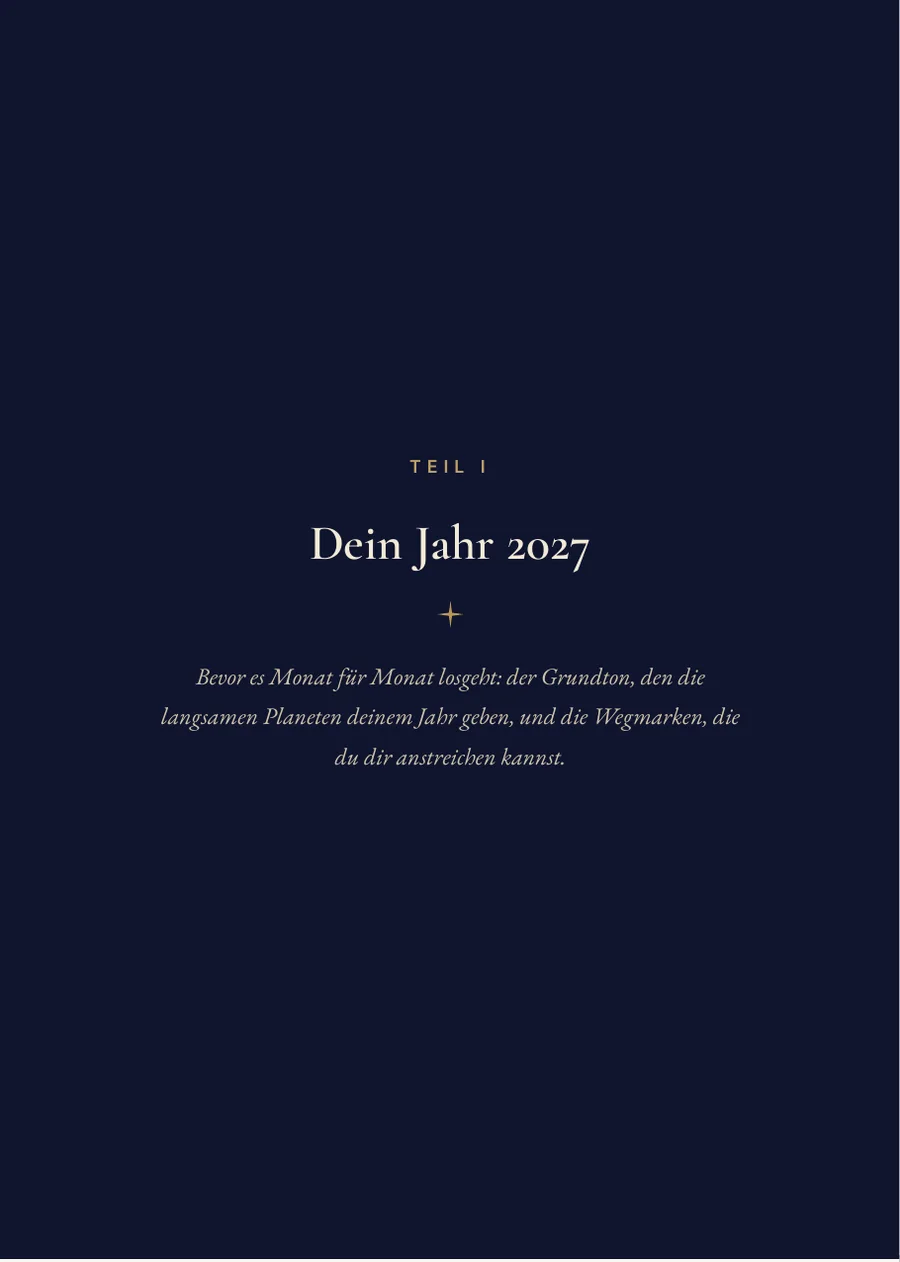 Jahreshoroskop 2027 als Geschenkbuch: Trennseite Teil I