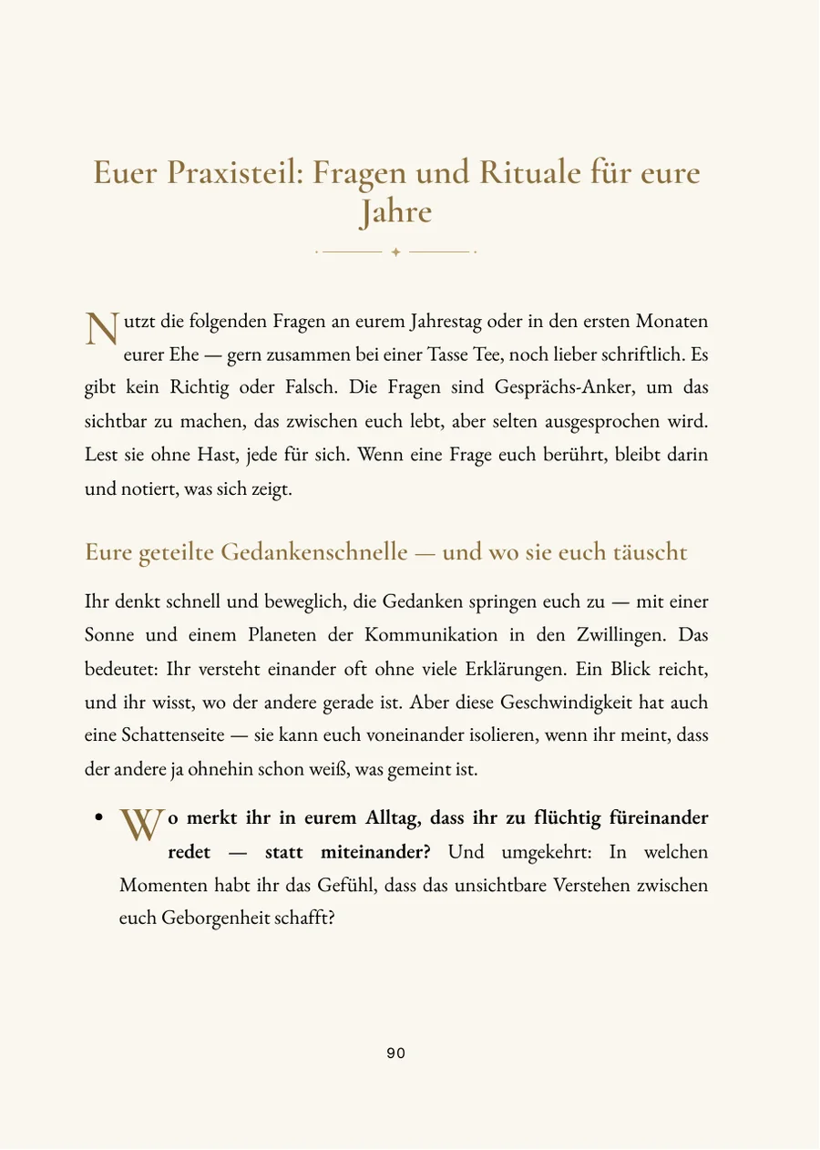 Hochzeitshoroskop – Praxisteil mit Fragen
