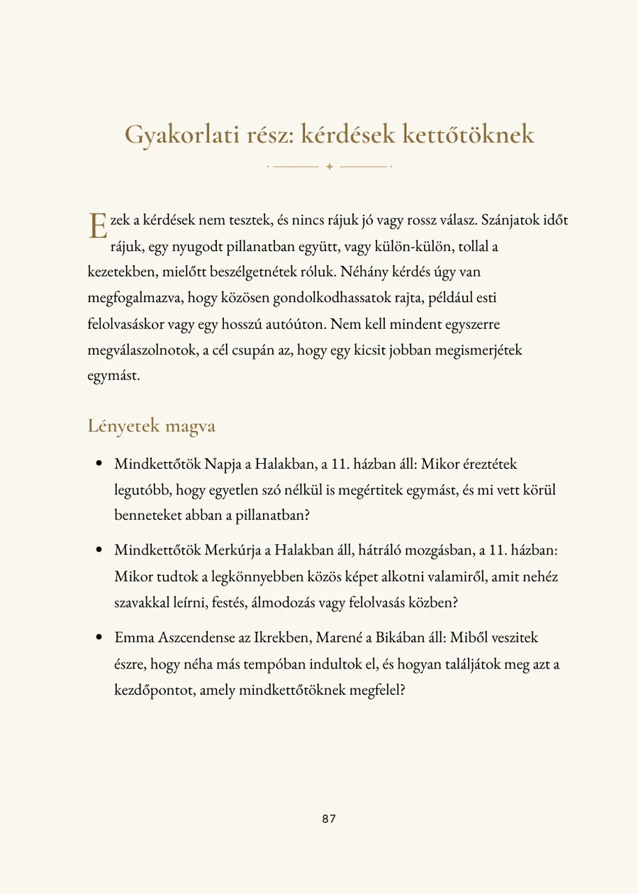 Szülő-gyermek horoszkóp könyv: gyakorlati rész kérdésekkel