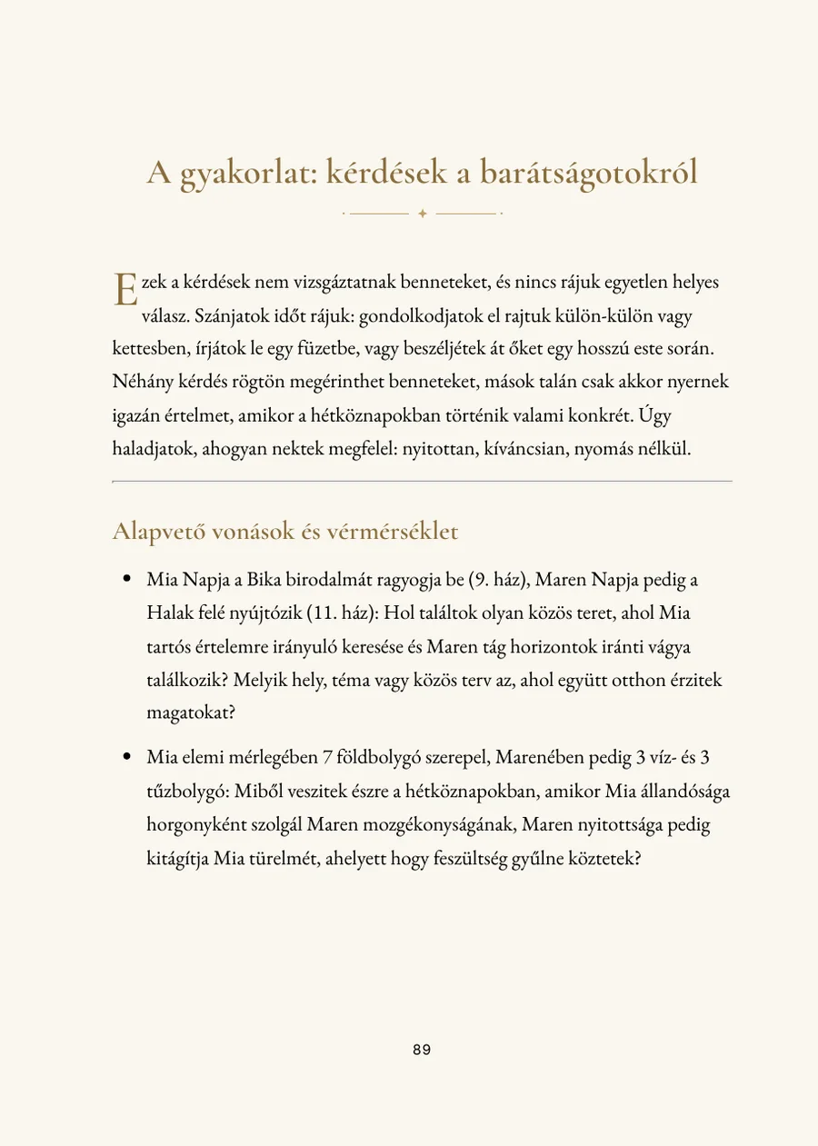 Barátsághoroszkóp könyv: gyakorlati rész kérdésekkel